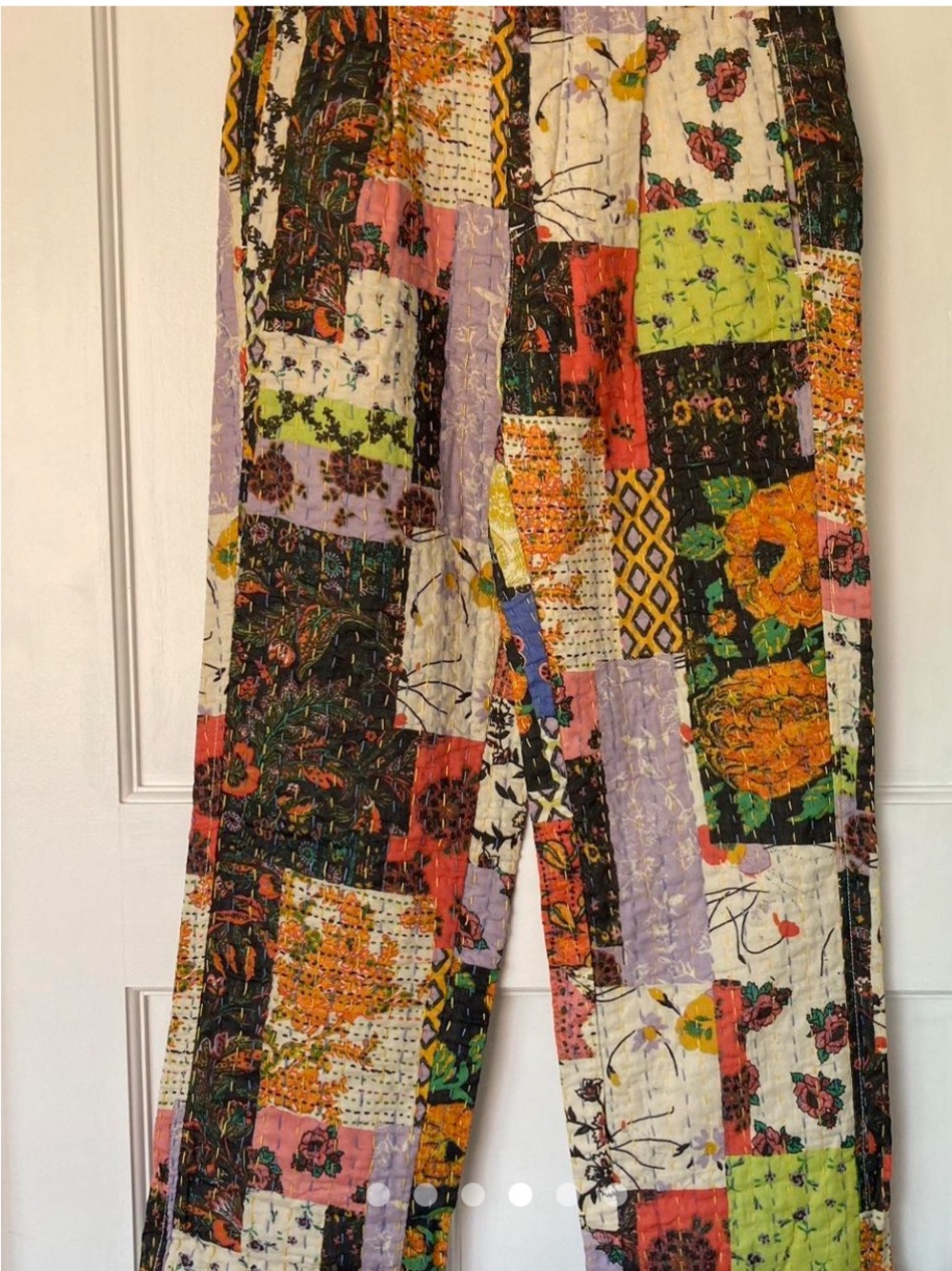 Free People Roads Merge Straight leg Patchwork Pants with Multicolor Quilt Print - Picture 4 of 7